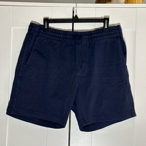 American Giant Navy Flat Front Shorts